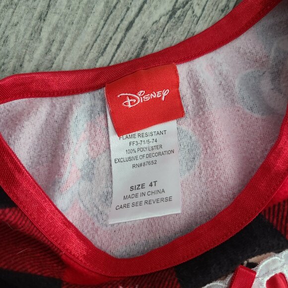 Disney Minnie Mouse Toddler Girl Holiday Nightgown Red Plaid Long Sleeve Size 4T - Picture 8 of 9